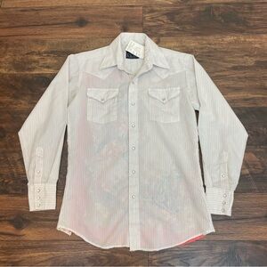 Pure West Vintage Women’s Snap Button Front Mixed Media Floral Silk Back Medium